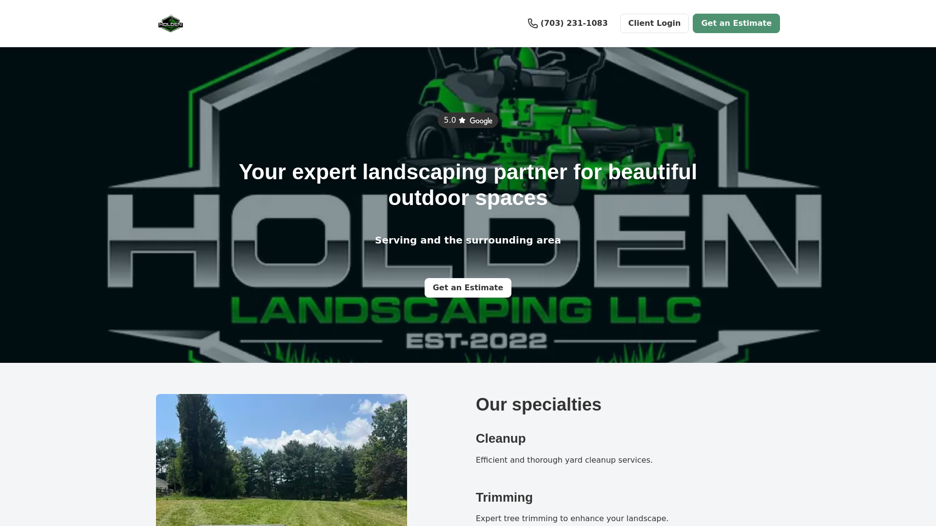 website screenshot of https://holdenlandscapingllc.com/