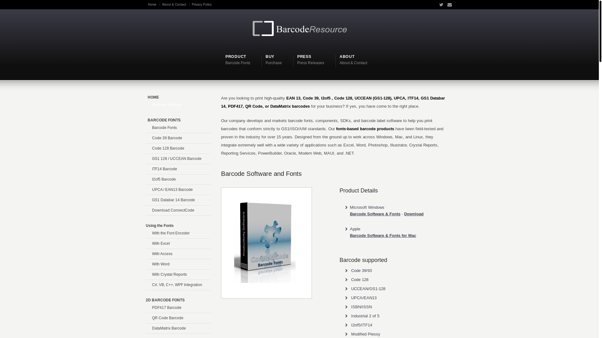website screenshot of http://www.barcoderesource.com/
