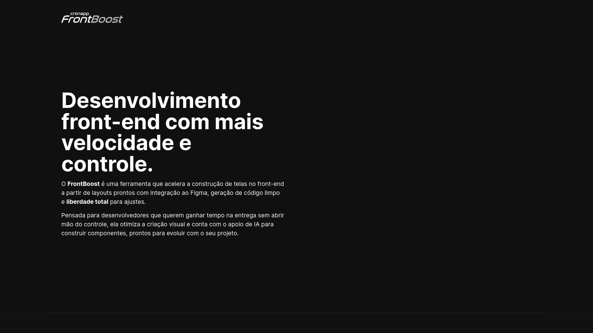 website screenshot of https://frontboost.ai/
