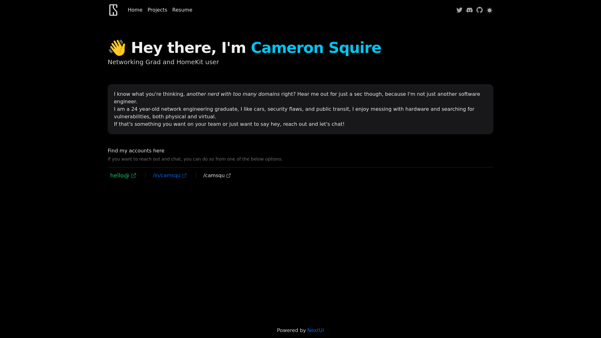 website screenshot of https://cameronsquire.com/