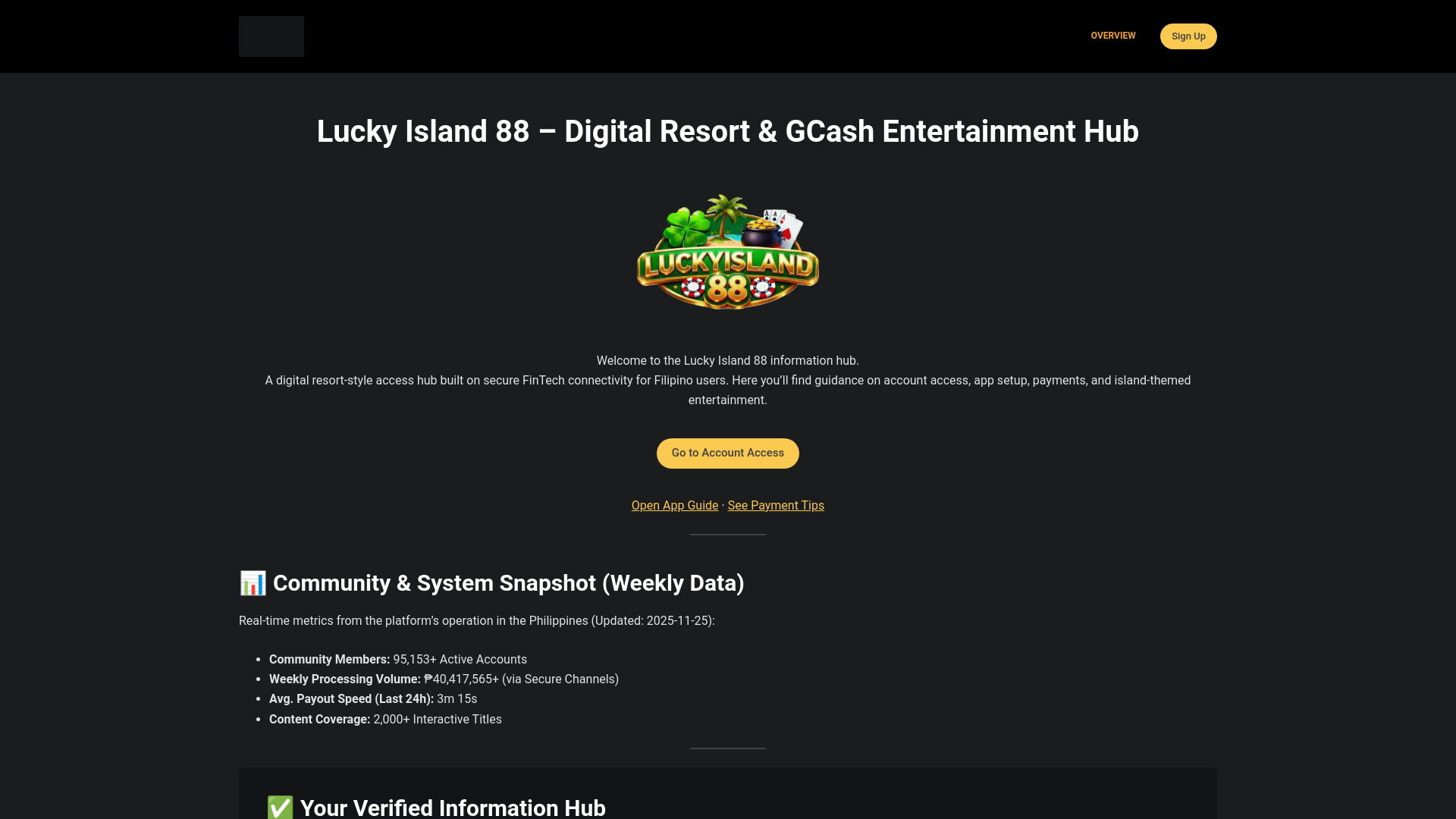website screenshot of https://luckyisland88-ph.com/