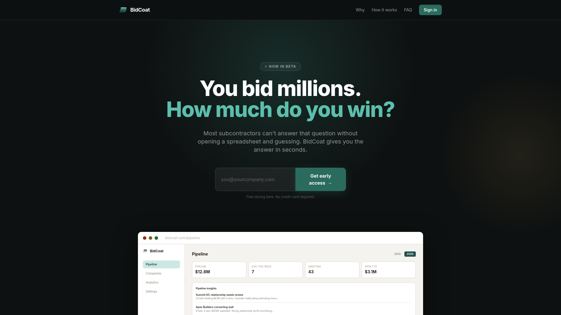 website screenshot of https://bidcoat.com/