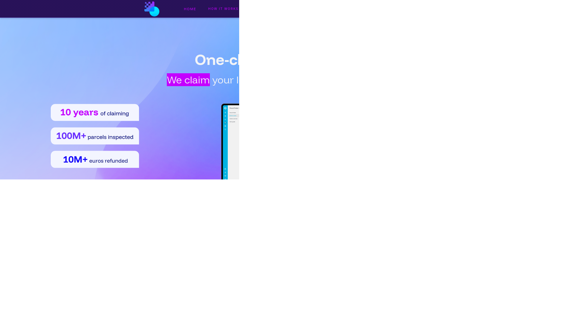 website screenshot of https://claimme-projects.com/