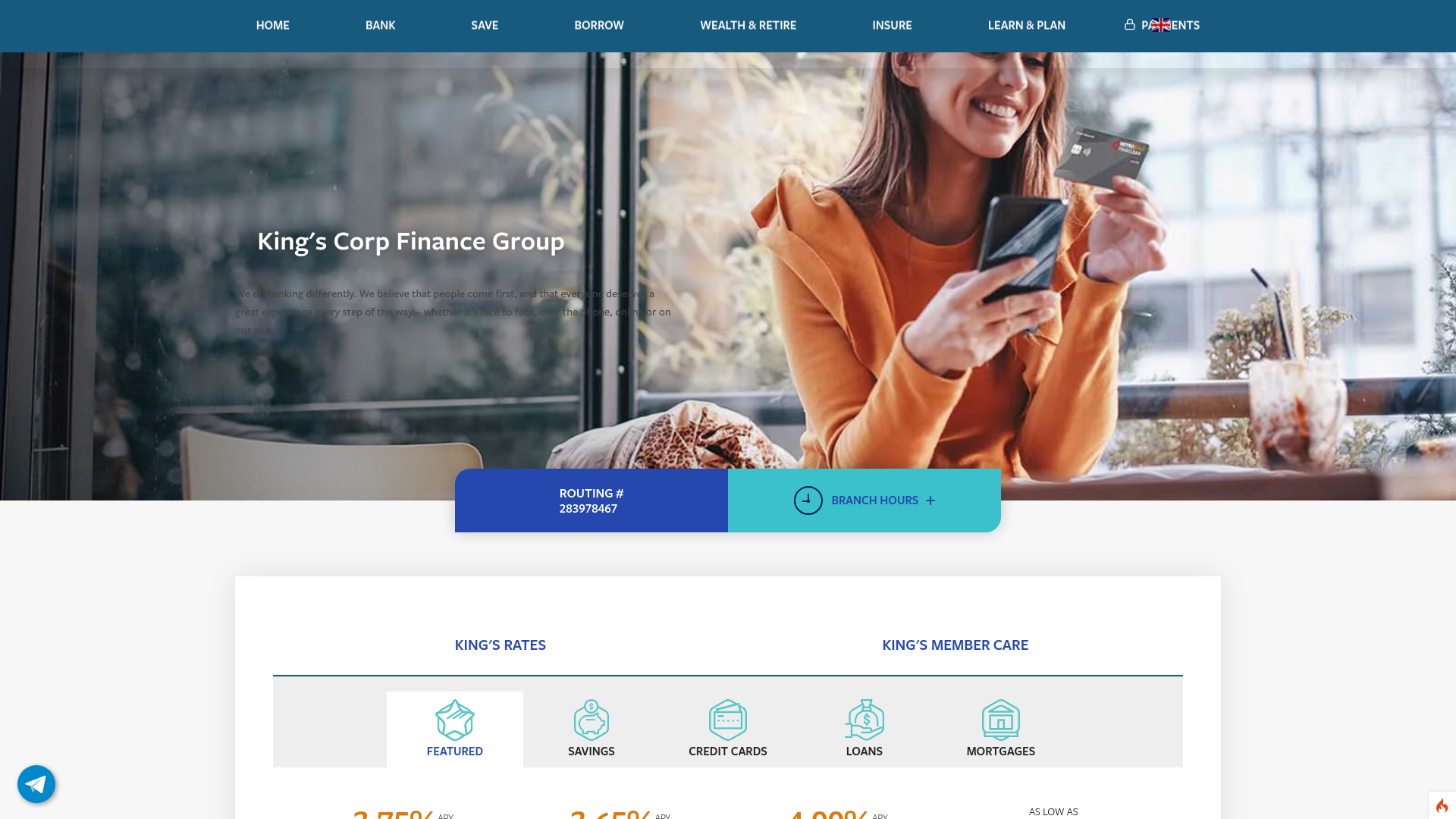 website screenshot of http://kingscorpfinance.com/