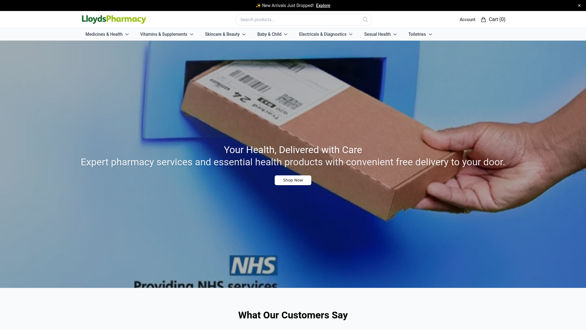 website screenshot of https://shoplloydspharmacy.shop/