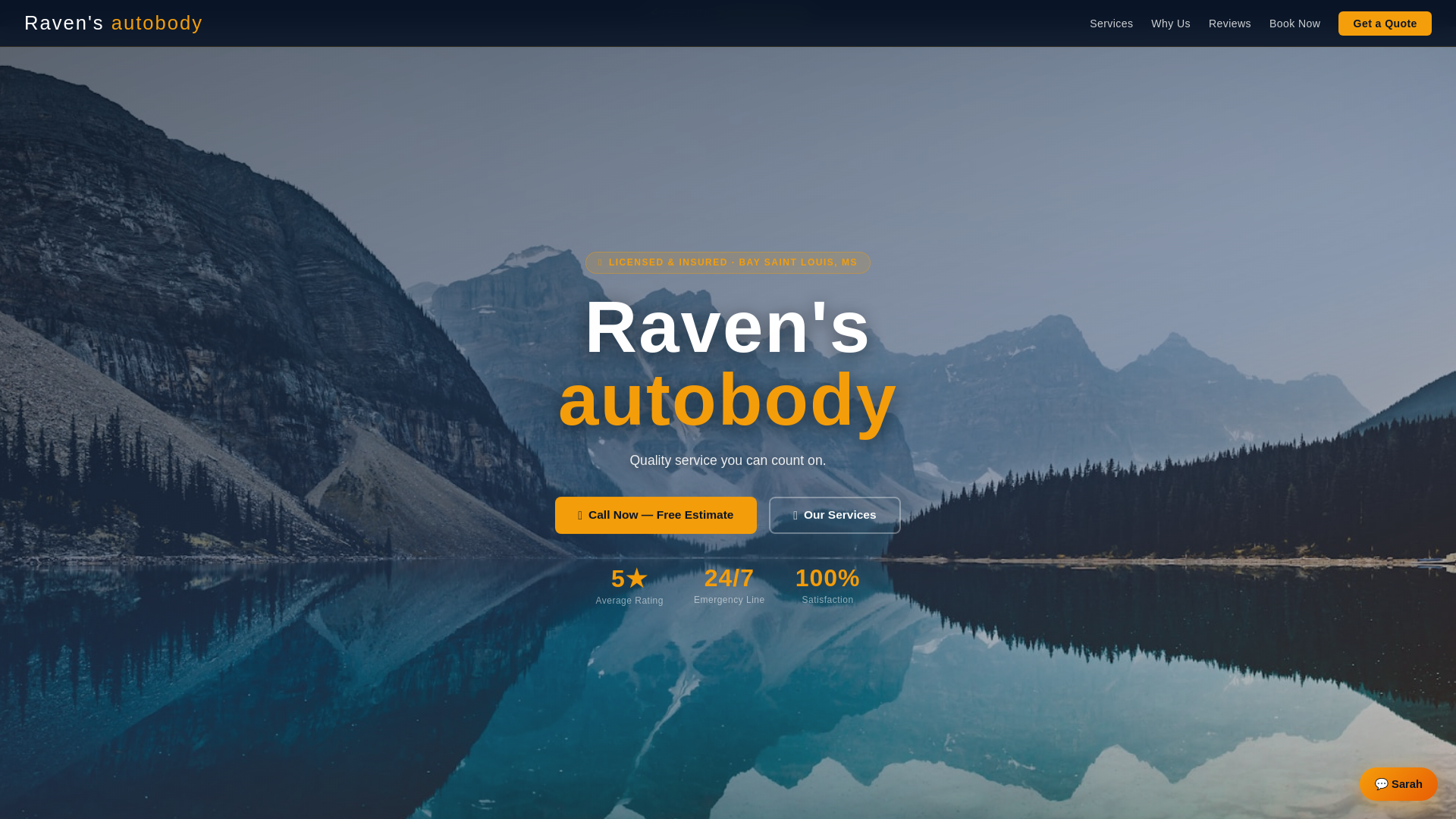 website screenshot of https://turnkeyai-ravens-autobody.pages.dev/