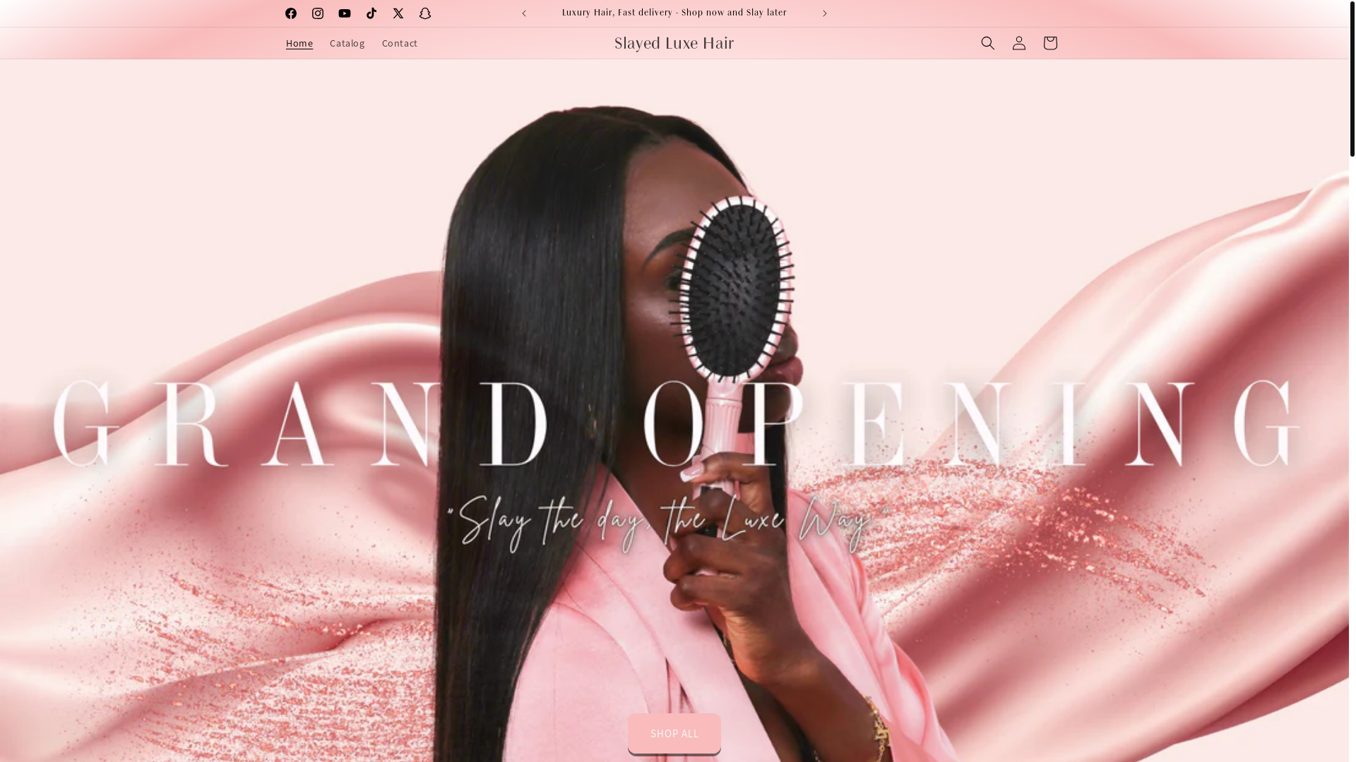 website screenshot of https://slayedluxehair.us/