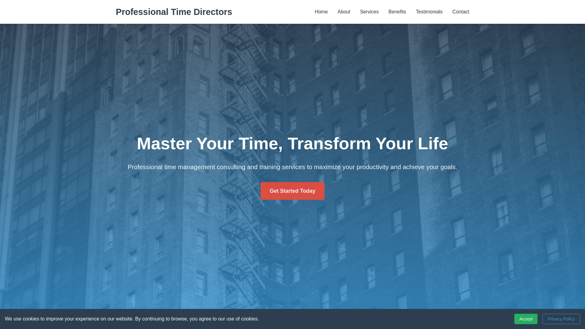 website screenshot of https://professionaltimedirectors.shop/