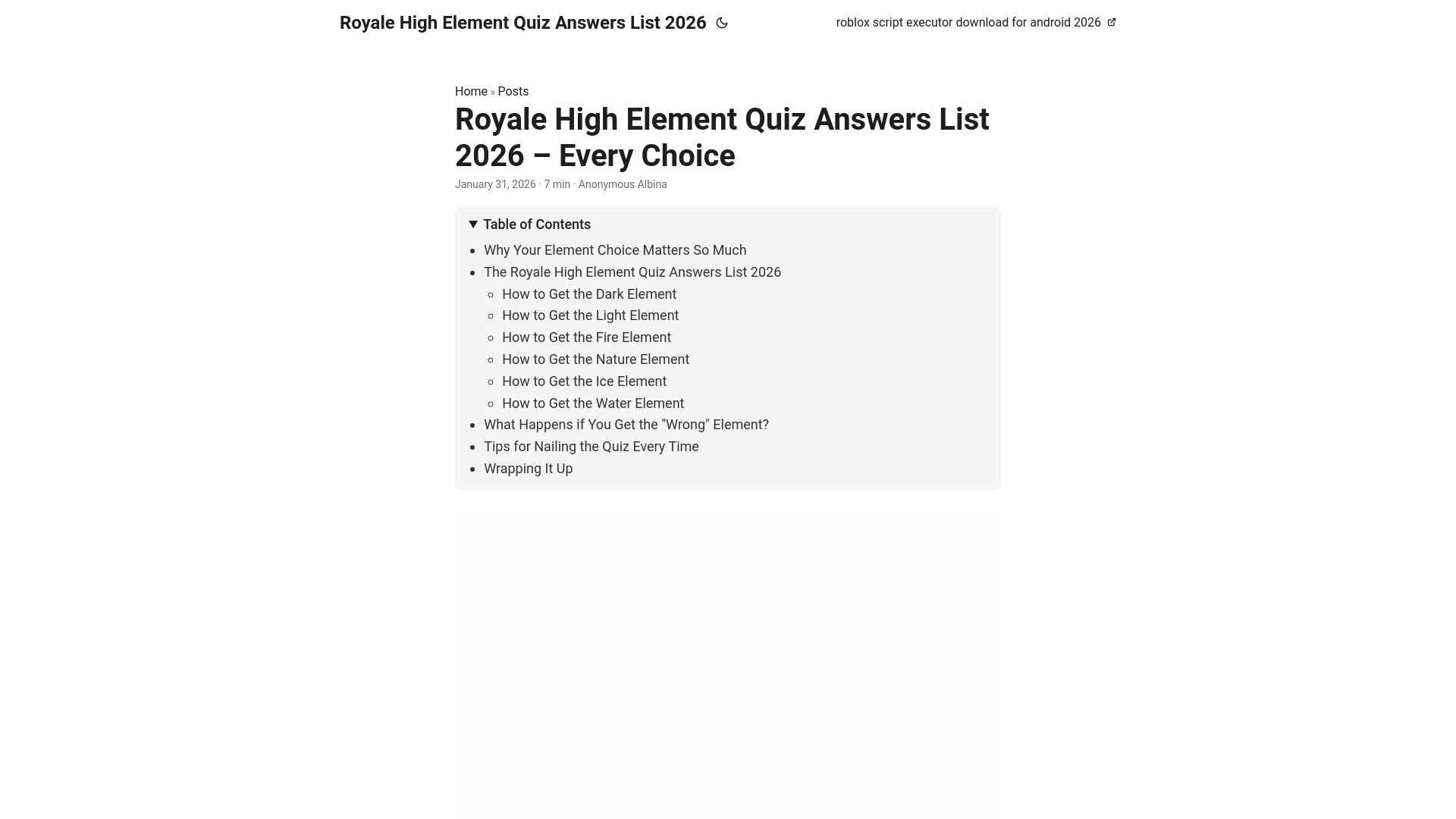website screenshot of https://royalehighelementquizanswerslist2026.pages.dev/