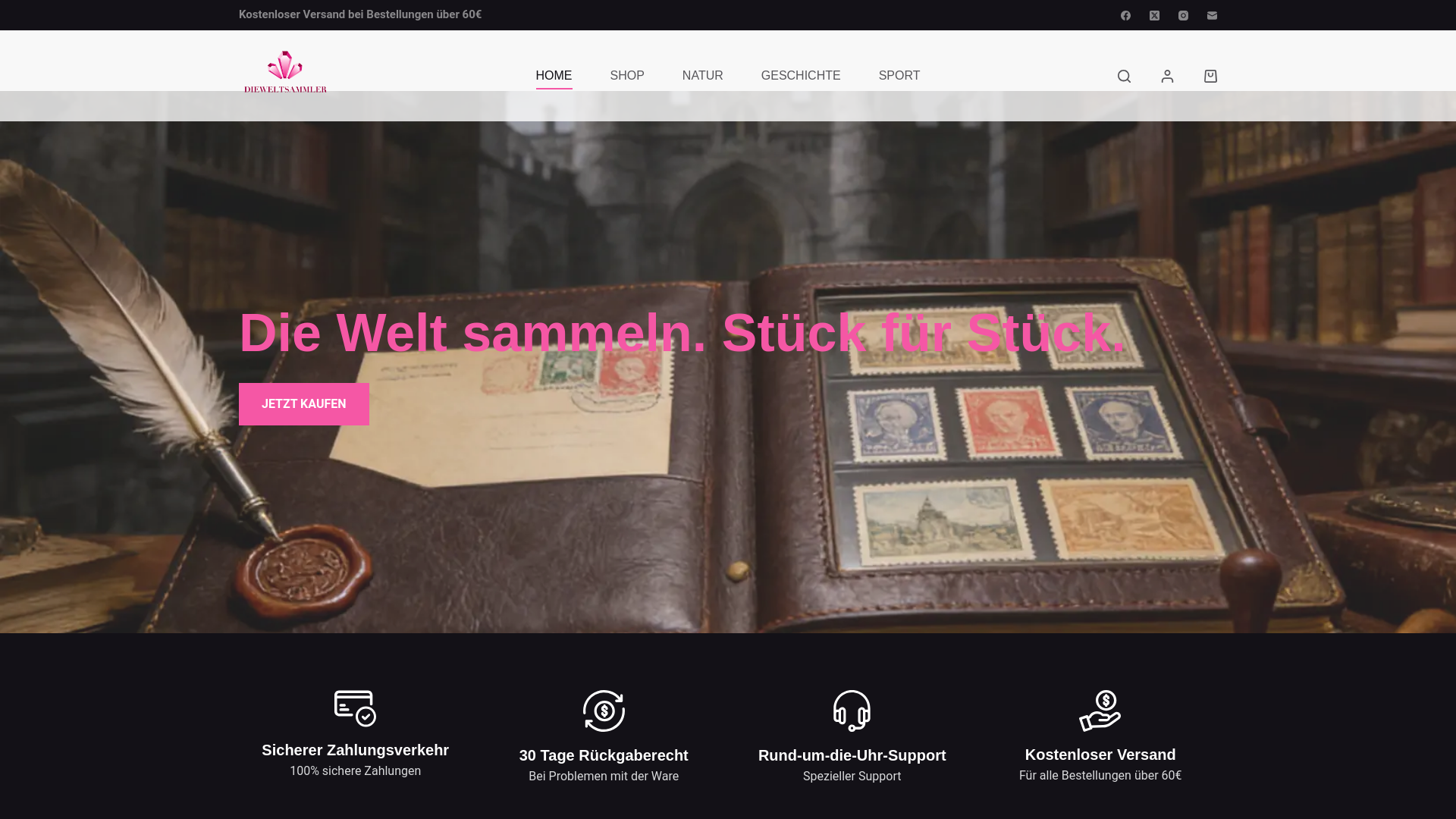 website screenshot of https://dieweltsammler.com/