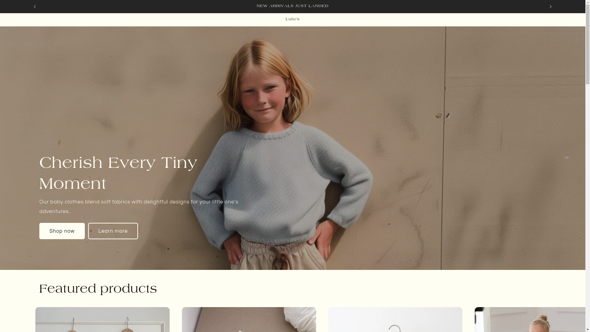 website screenshot of https://lulusbabyclothing.store/
