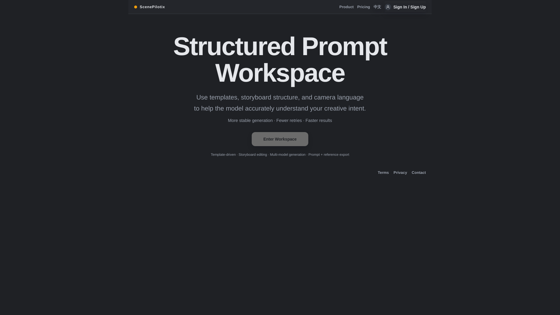 website screenshot of https://scenepilotix1-prod.pages.dev/