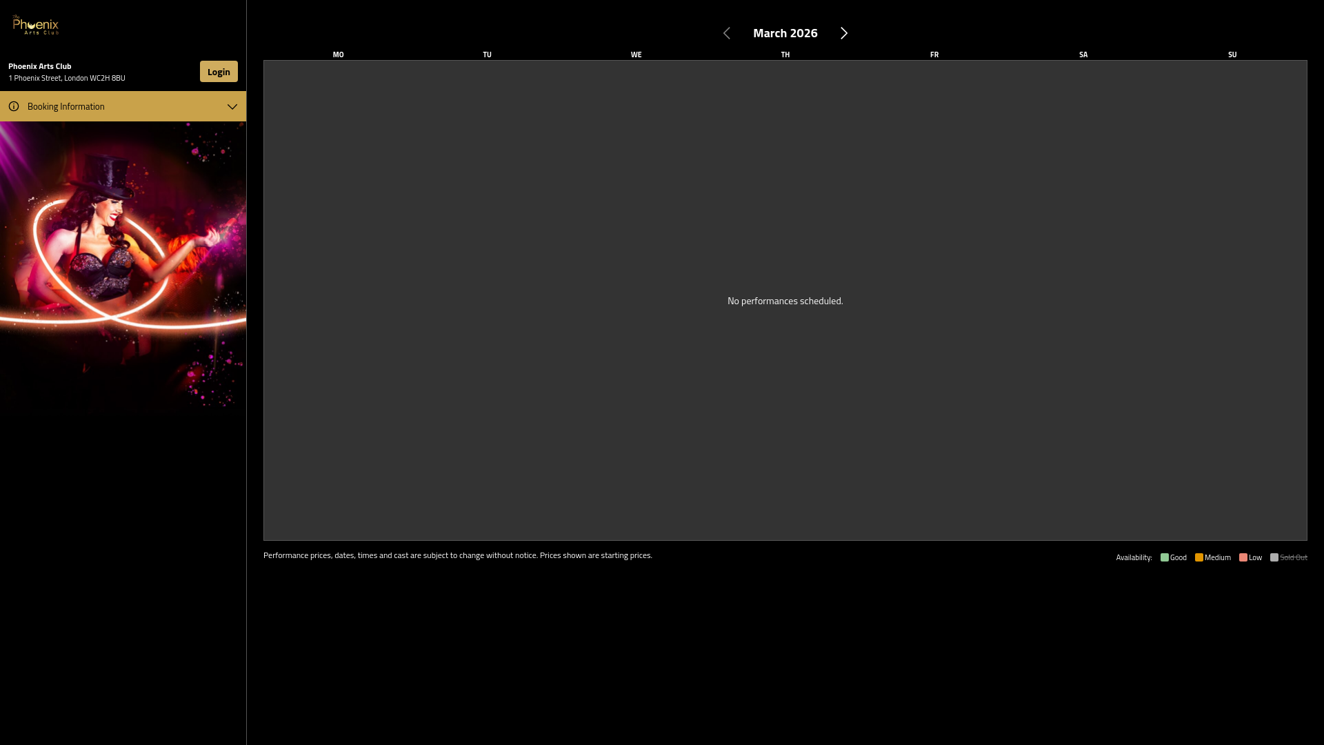 website screenshot of https://line-up-phoenix-arts-club.pages.dev/