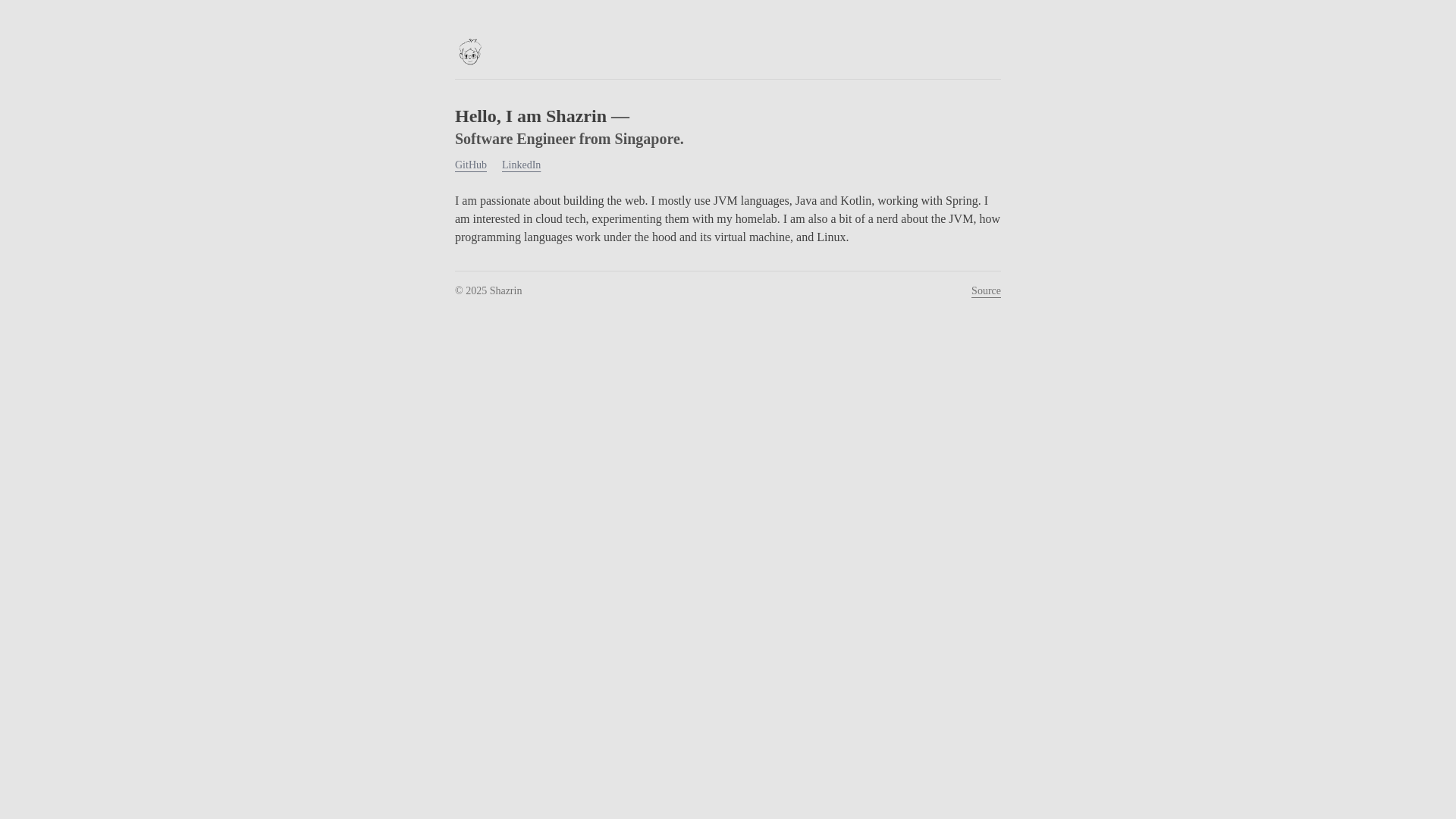 website screenshot of https://shazxrin.dev/