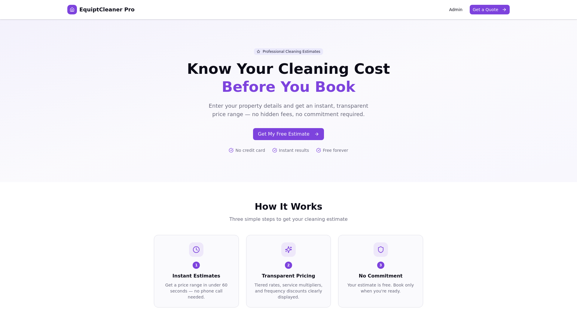 website screenshot of https://equiptcleaner.com/