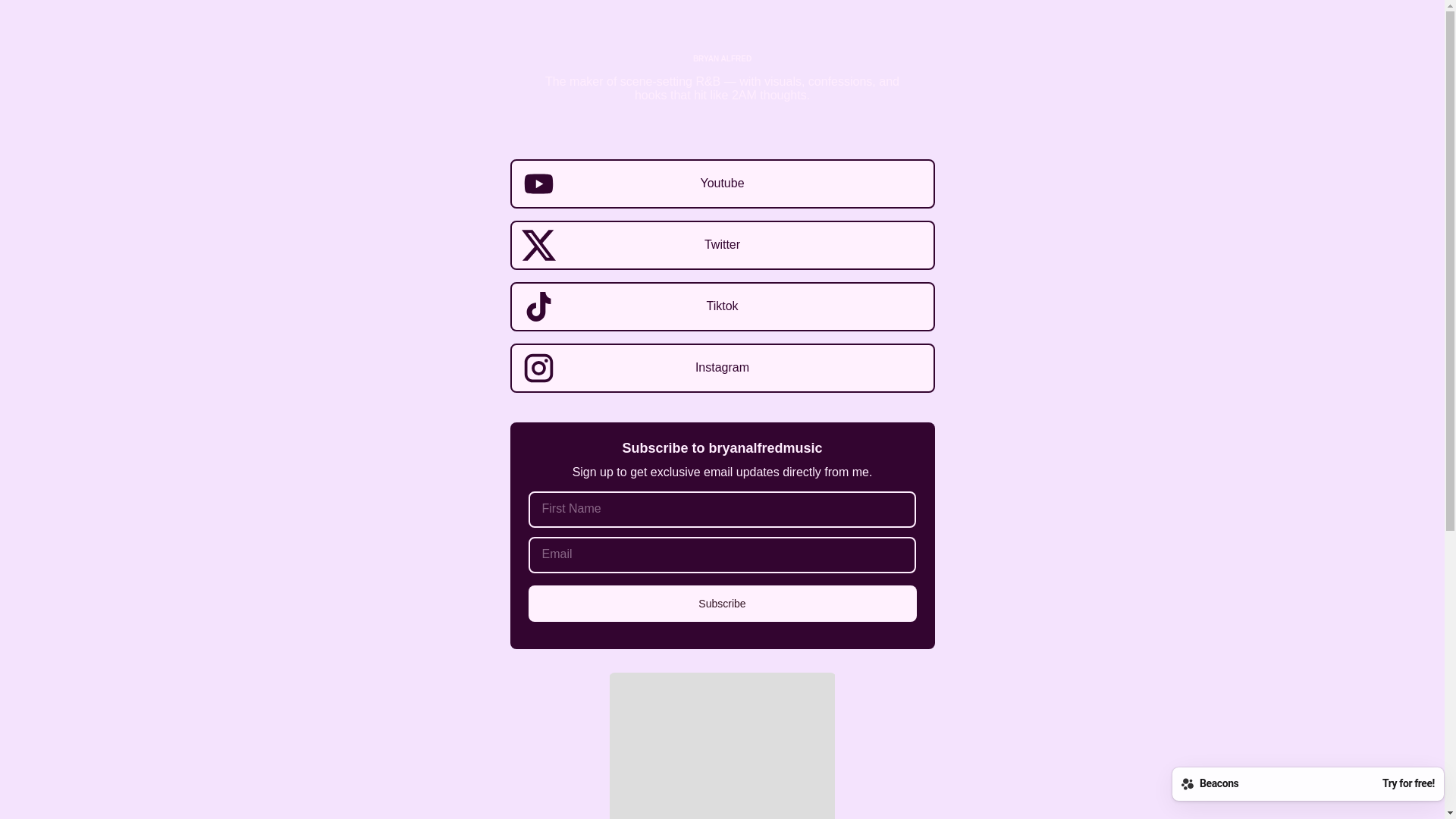 website screenshot of https://bryanalfredmusic.com/