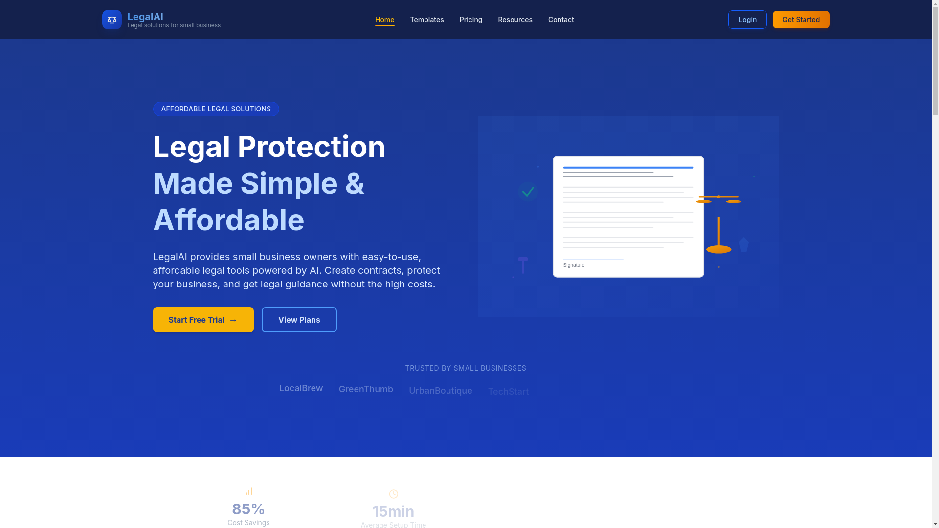 website screenshot of https://legalai.associates/