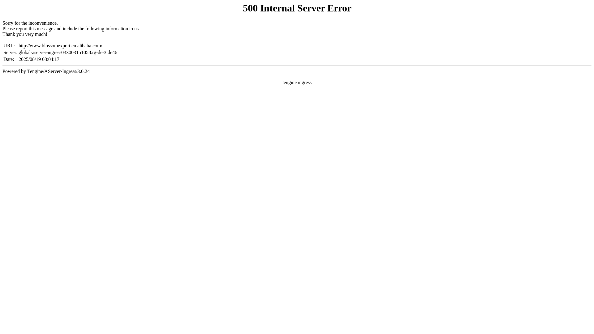 website screenshot of http://www.blossomexport.en.alibaba.com/