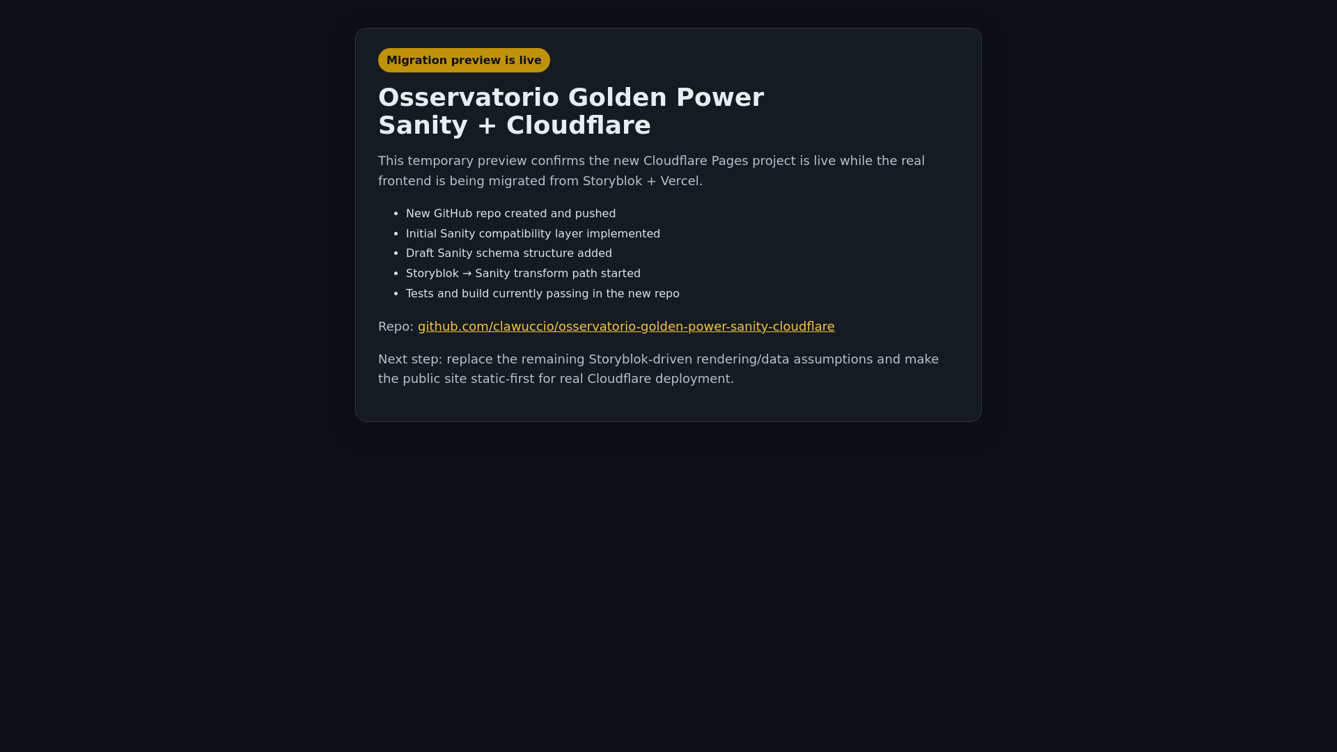 website screenshot of https://osservatorio-golden-power-sanity-cloudflare.pages.dev/