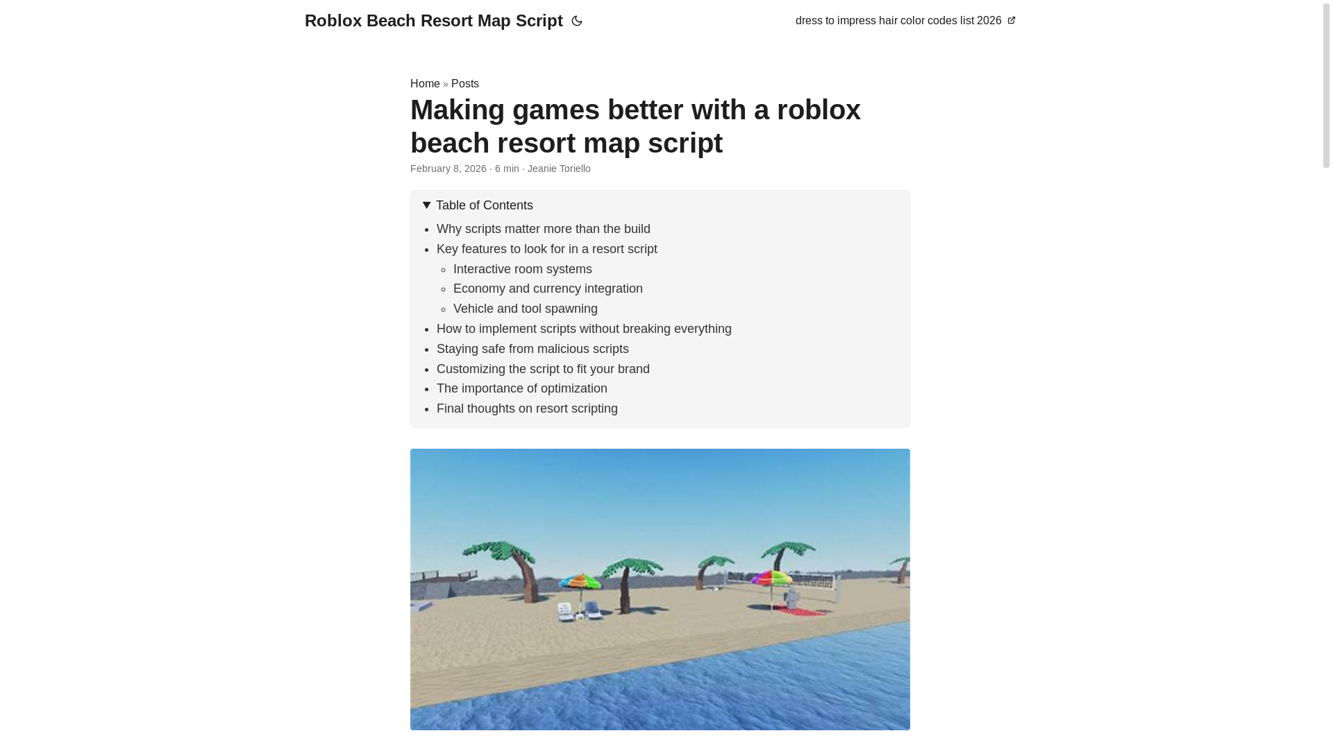 website screenshot of https://roblox-beach-resort-map-script.pages.dev/