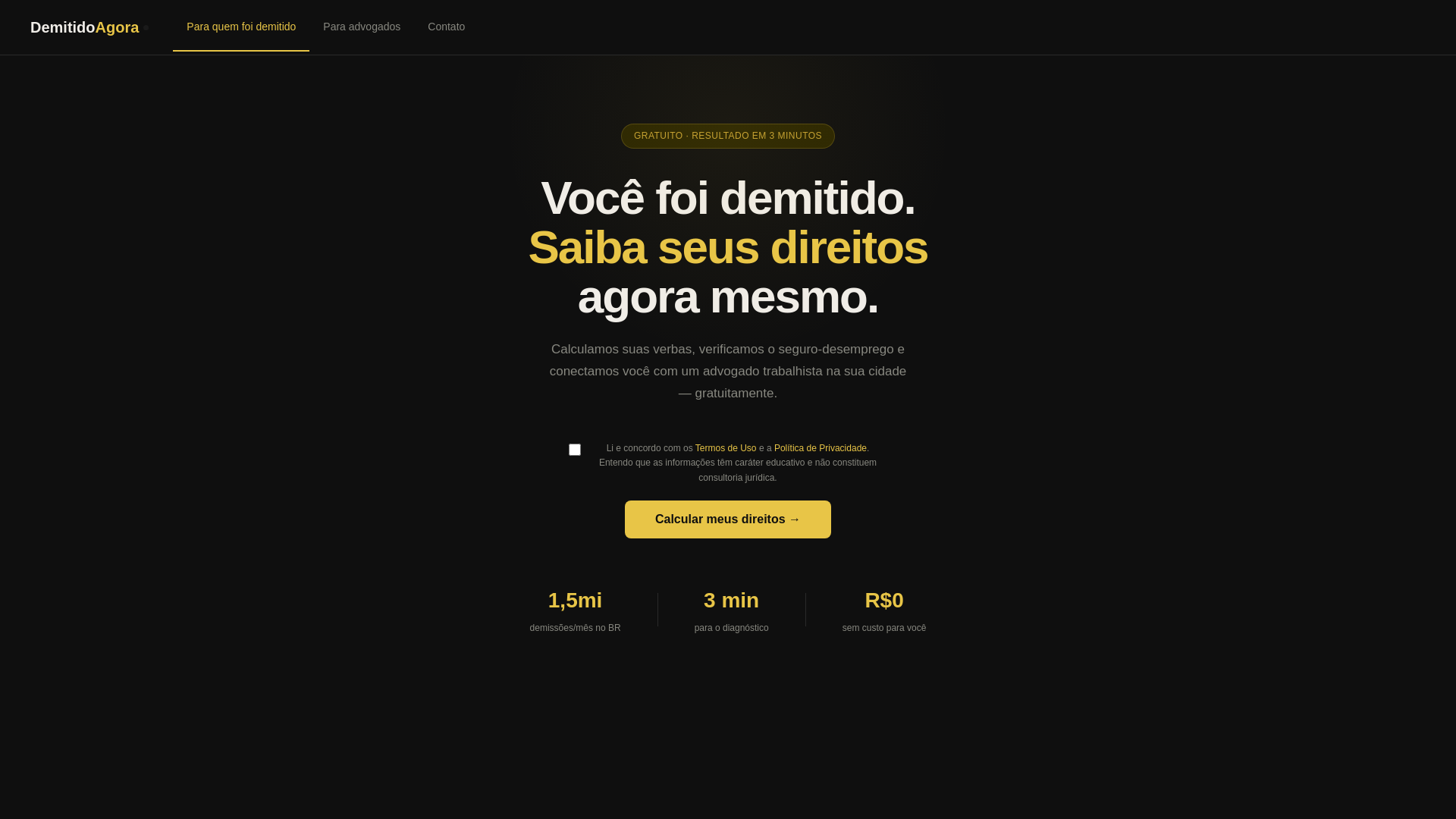 website screenshot of https://demitidoagora.com.br/