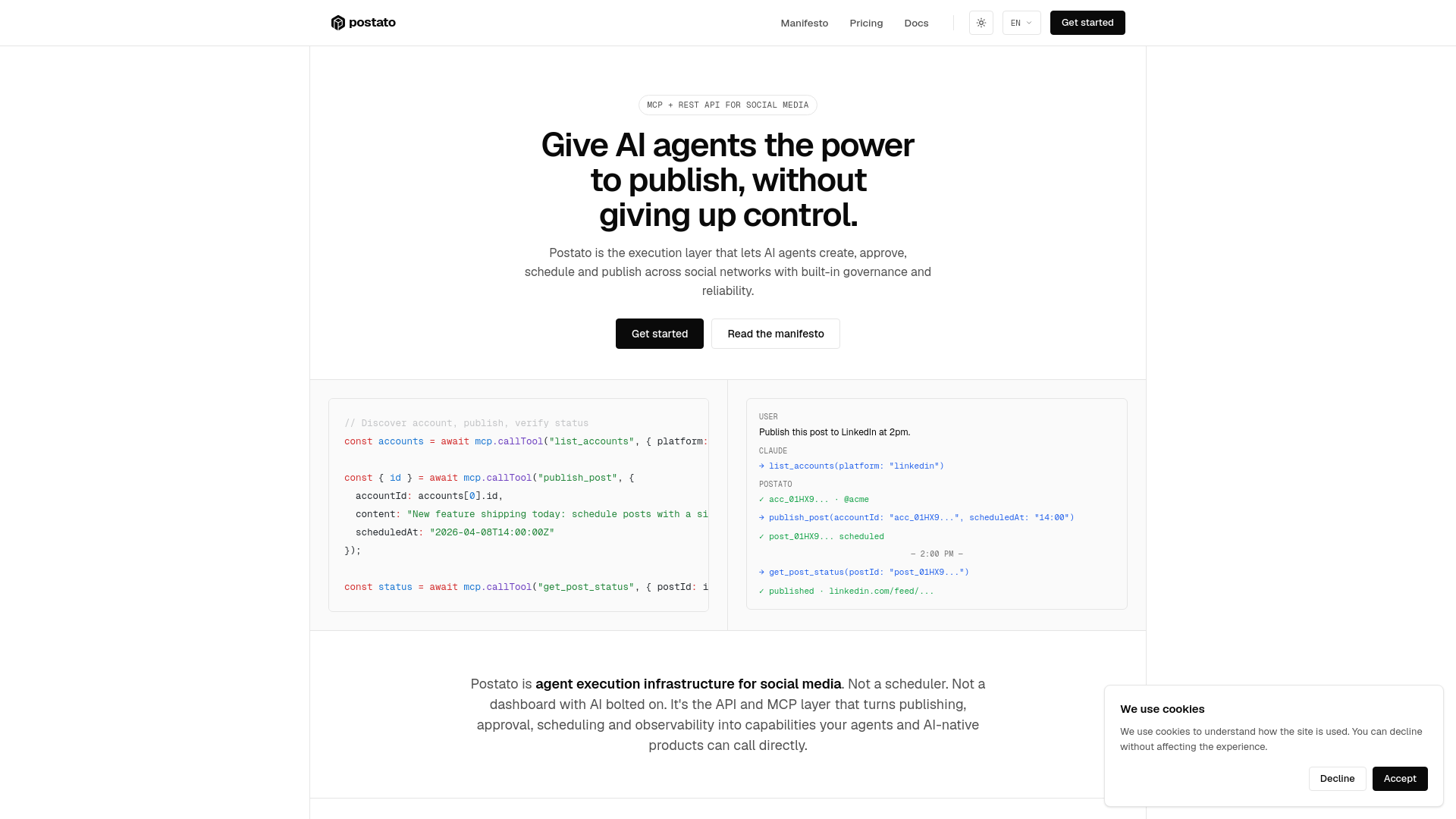 website screenshot of https://postato.com.br