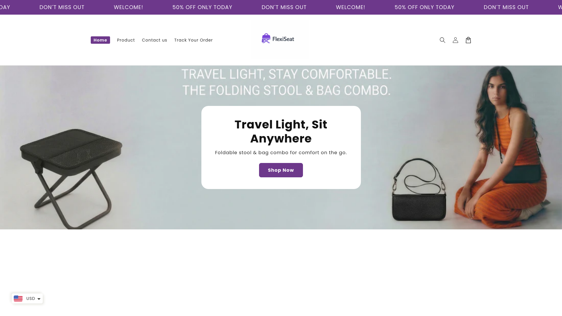 website screenshot of https://flexseat.store