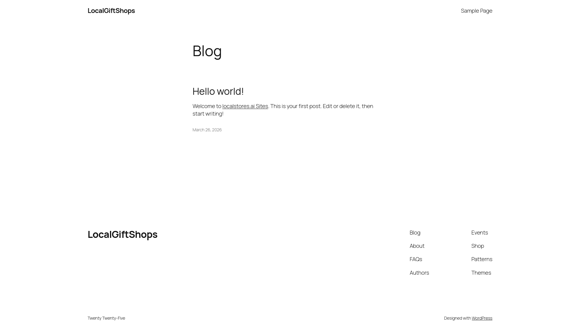 website screenshot of https://localgiftshops.ai