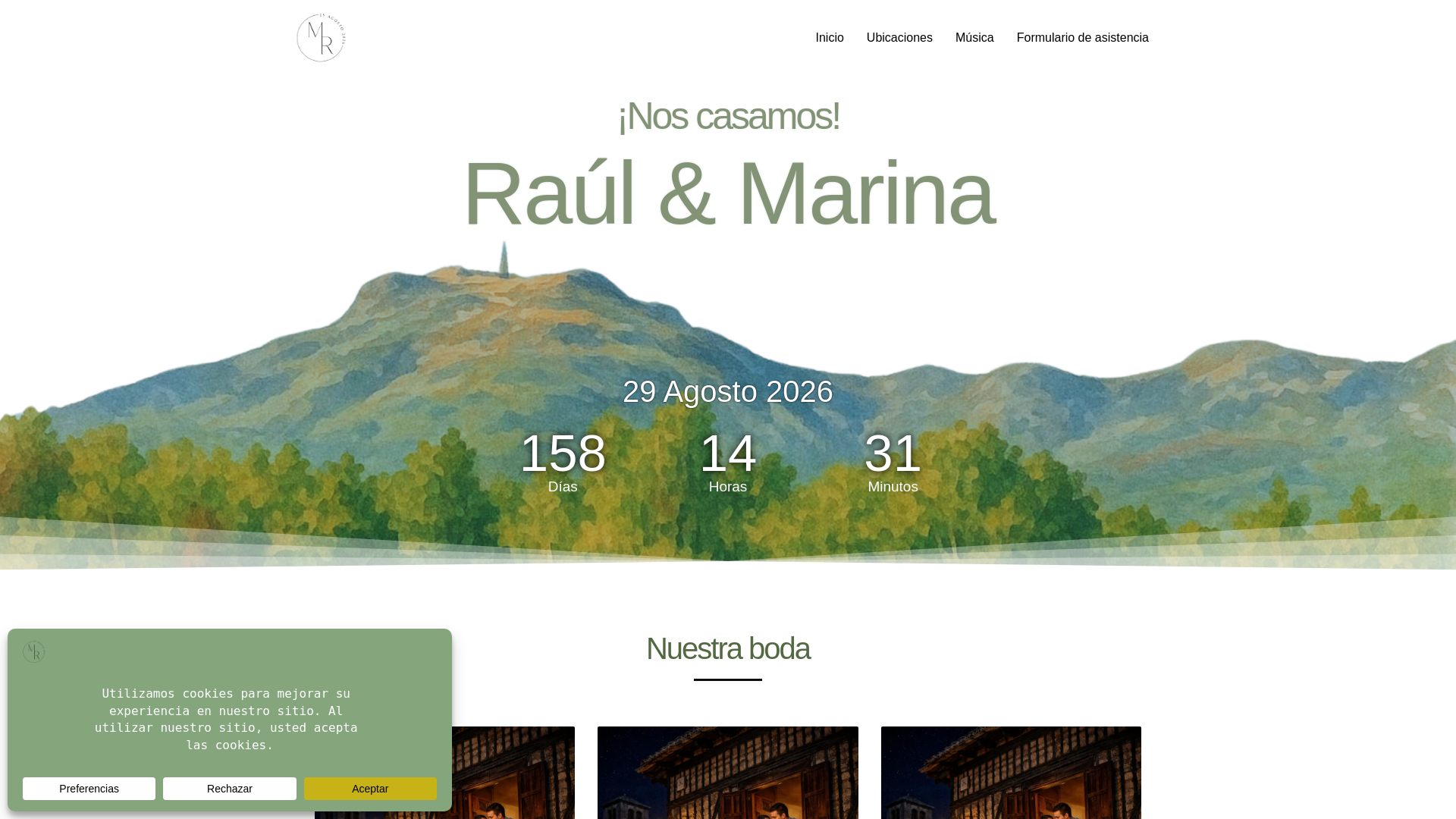 website screenshot of https://bodaraulymarina.com/