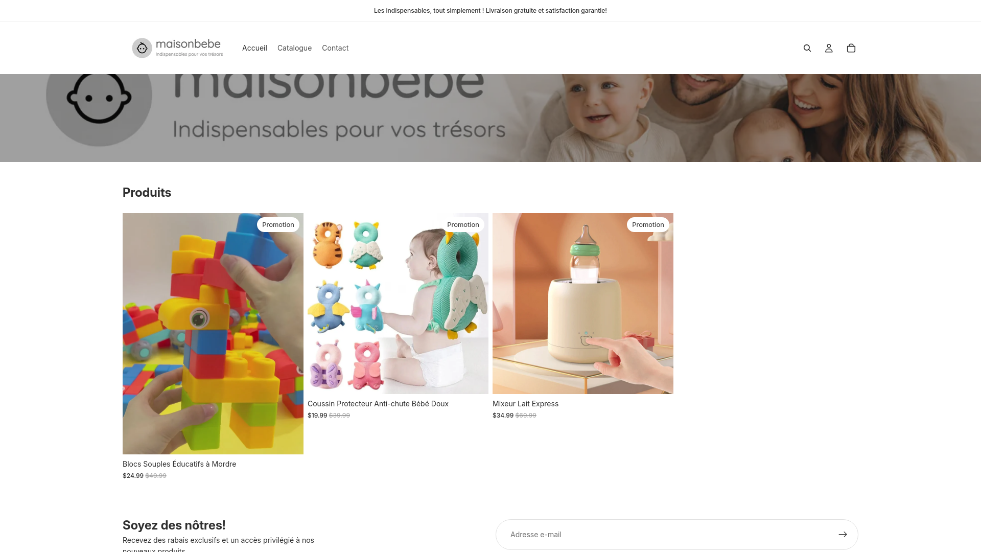 website screenshot of https://maisonbebe.ca/