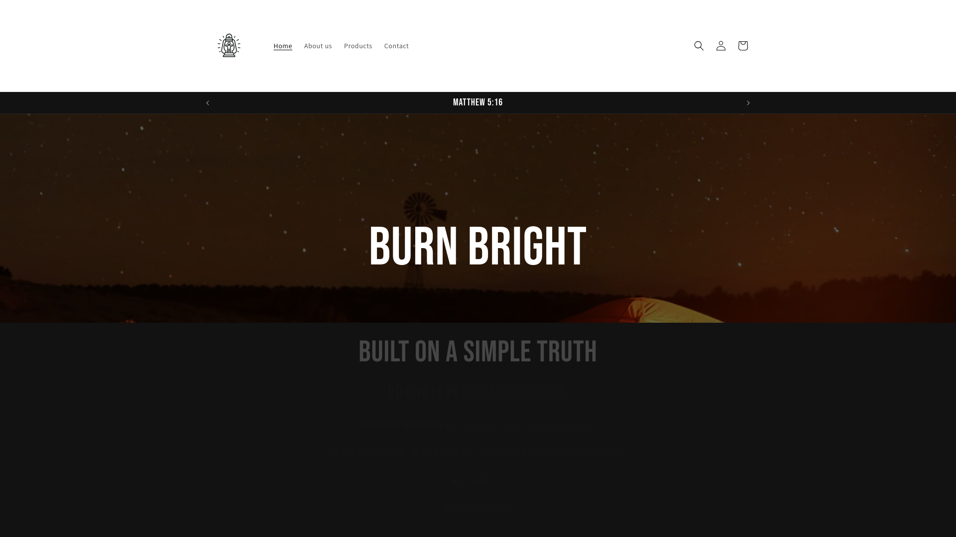 website screenshot of https://burnbrightoutdoorcompany.com/