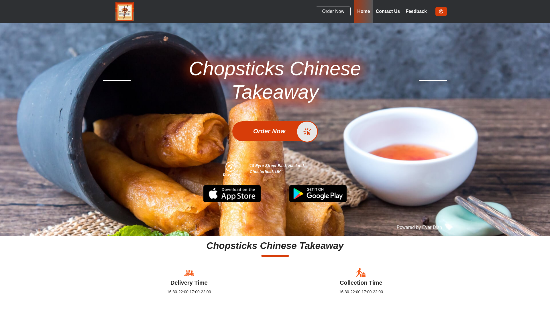 website screenshot of https://newchopstickshasland.co.uk