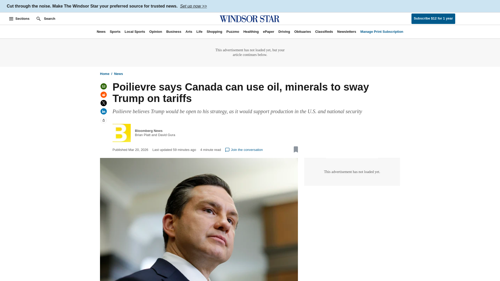 website screenshot of https://windsorstar.com/news/economy/poilievre-canada-use-oil-minerals-sway-trump