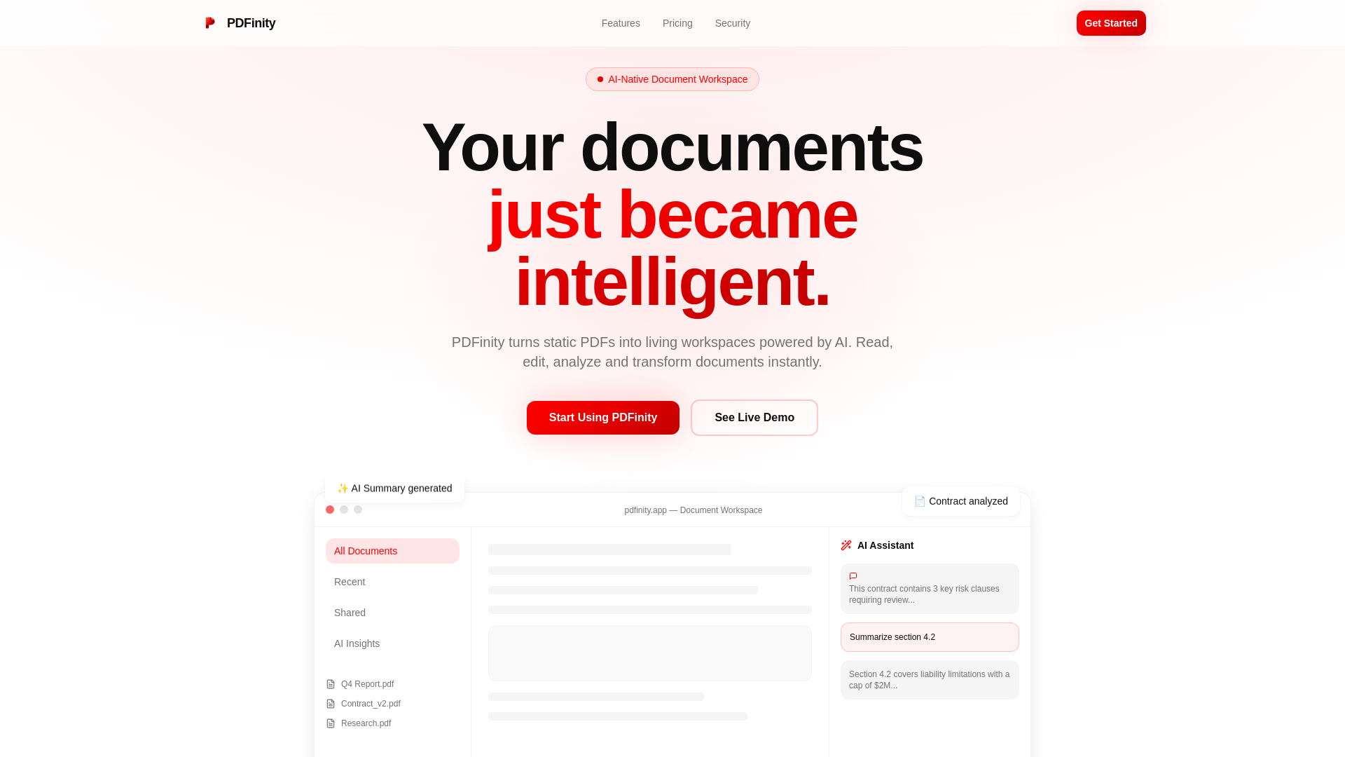 website screenshot of https://pdfinity.app/
