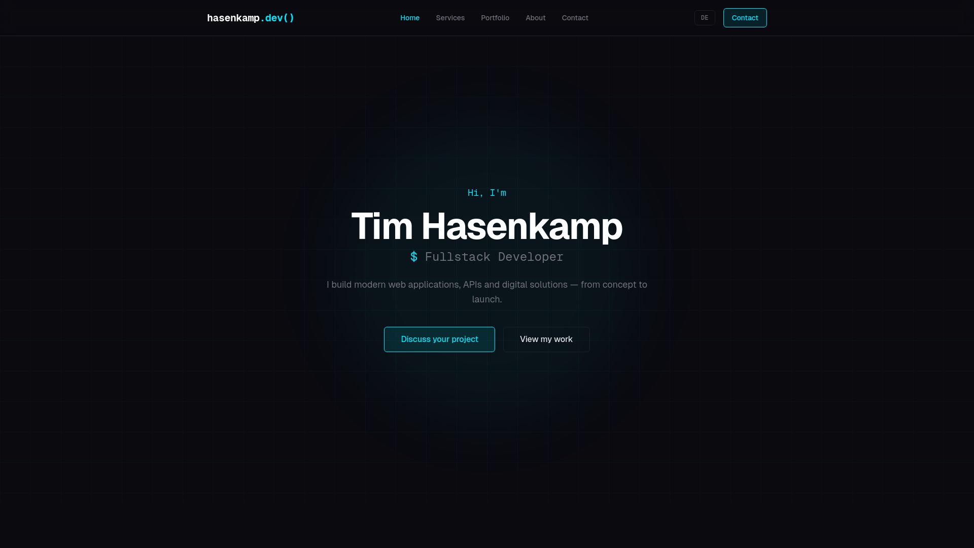 website screenshot of https://hasenkamp.dev