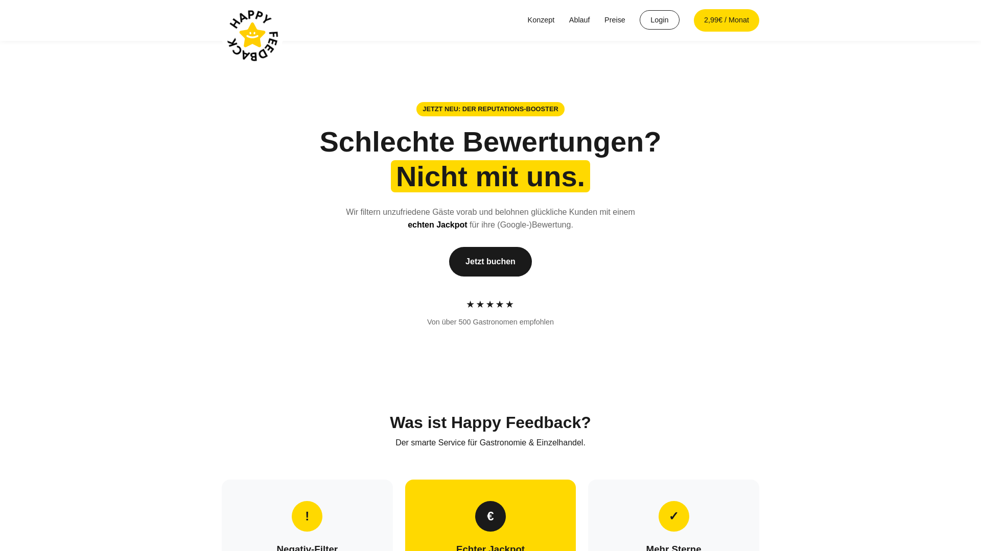 website screenshot of https://happy-feedback.de/