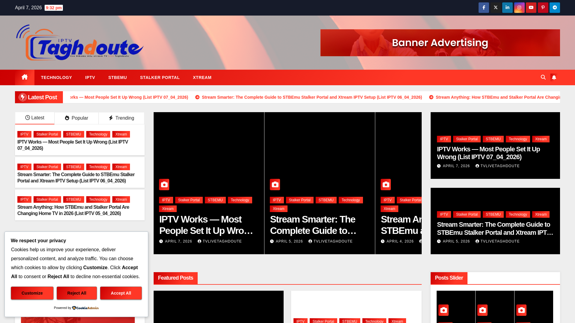 website screenshot of https://tvlivetaghdoute.vip