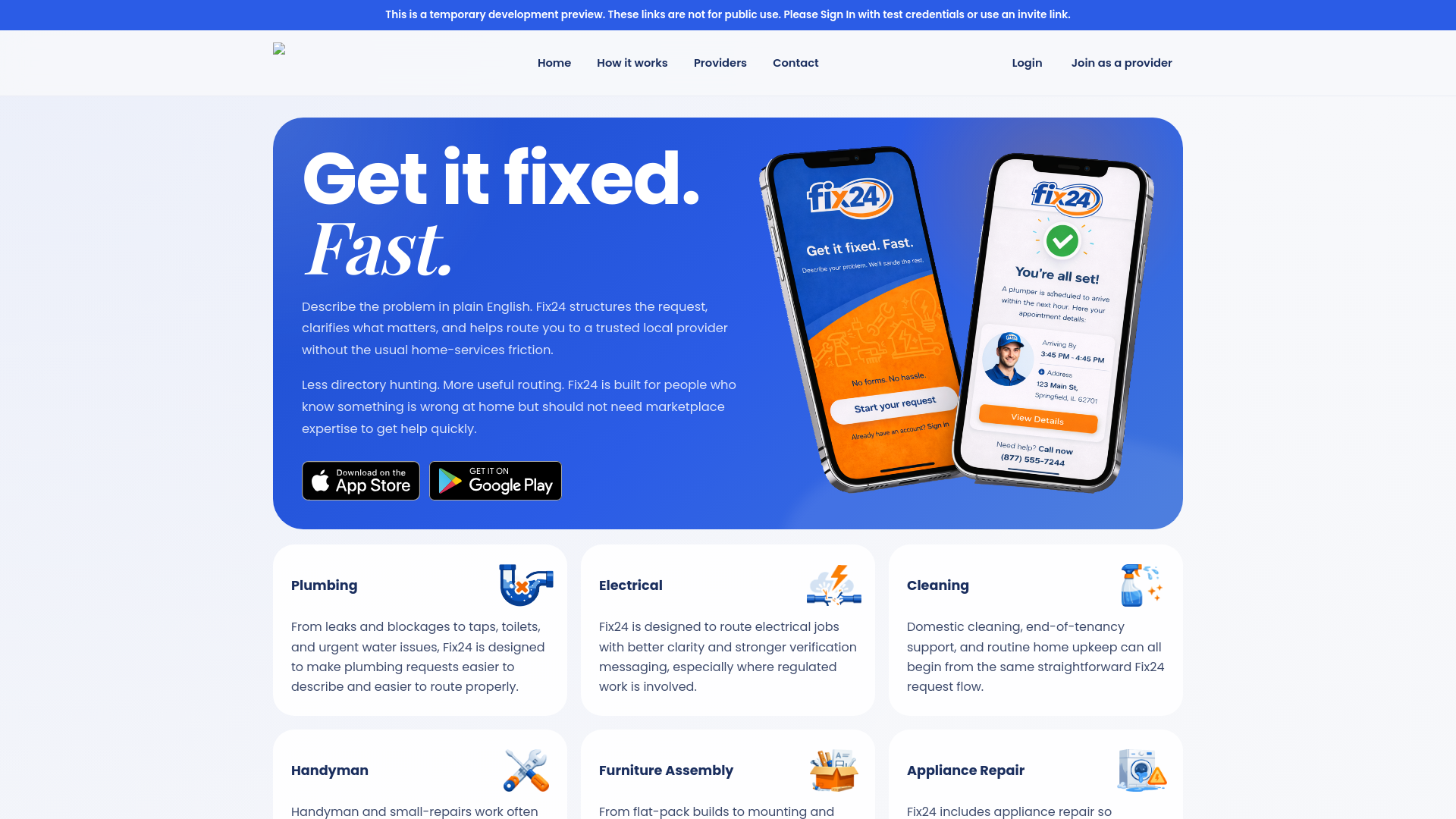 website screenshot of https://fix24-website.pages.dev/