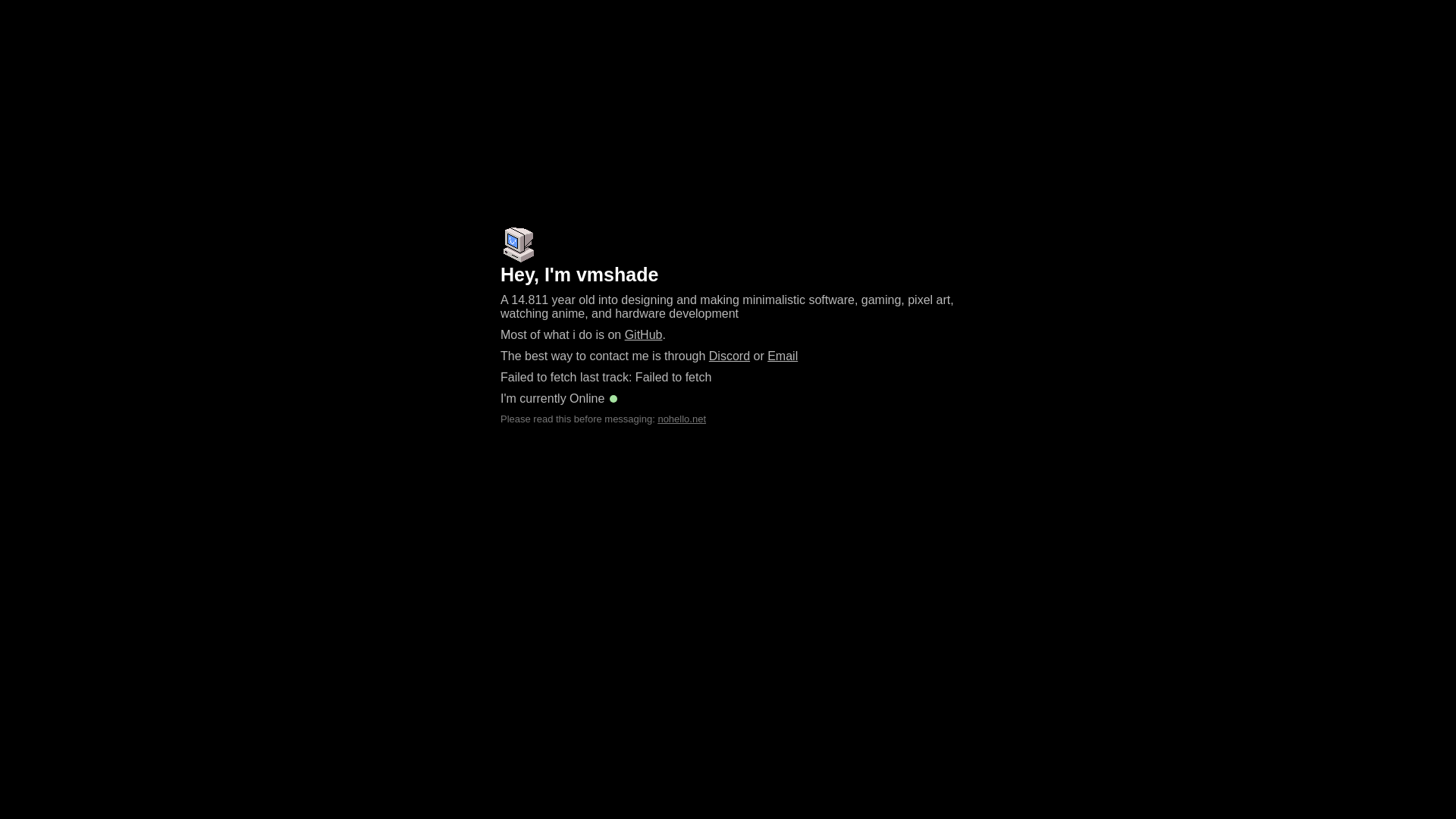 website screenshot of https://vmshade.com/