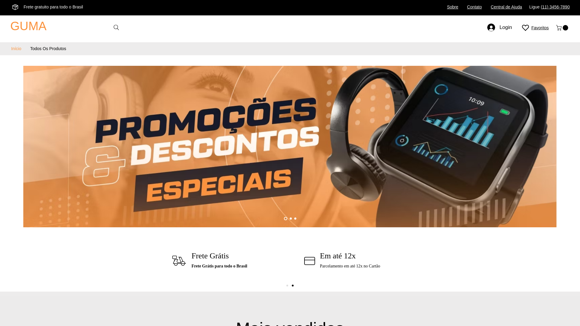 website screenshot of https://lojaguma.com/