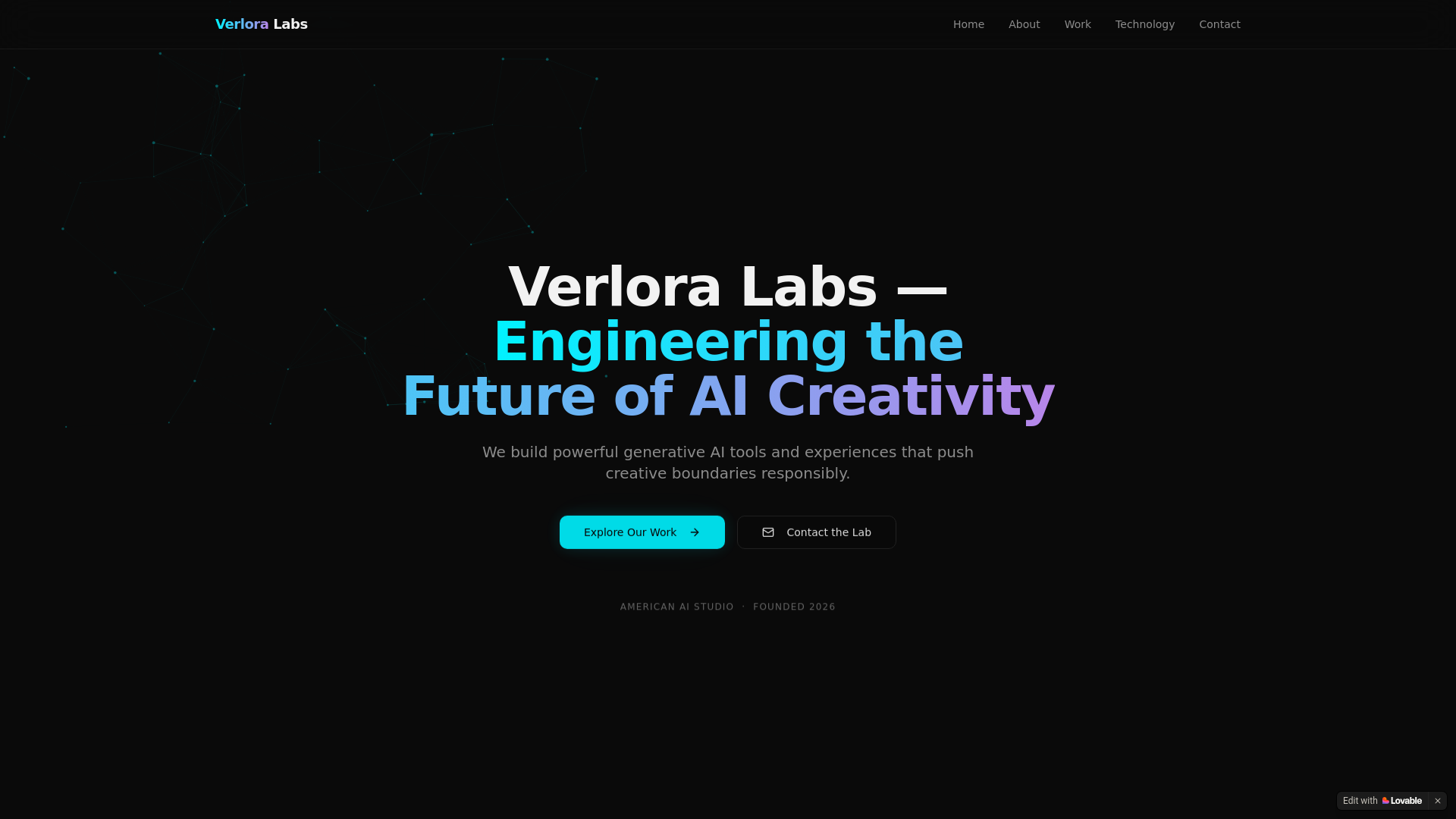 website screenshot of https://verloralabs.com/