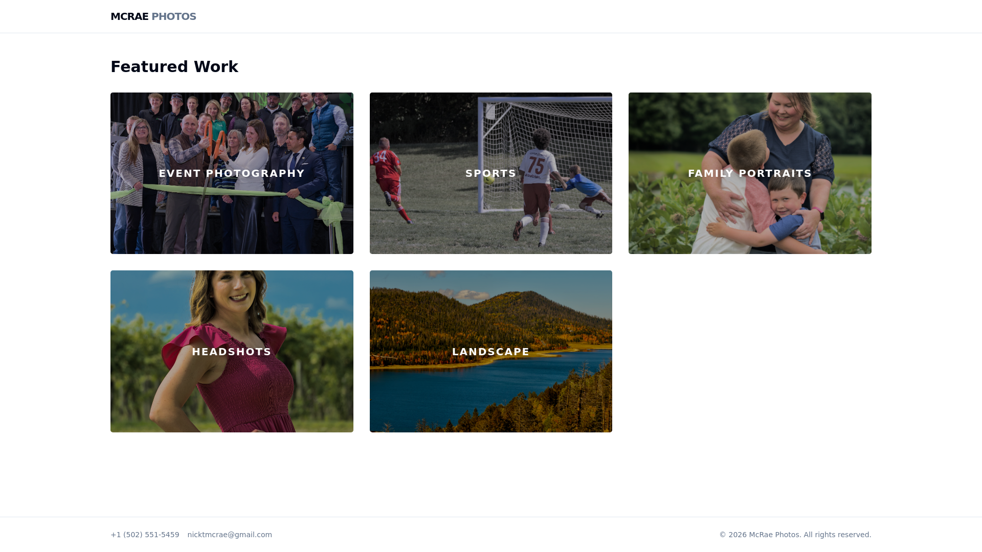 website screenshot of https://mcrae-photos-v2.pages.dev/