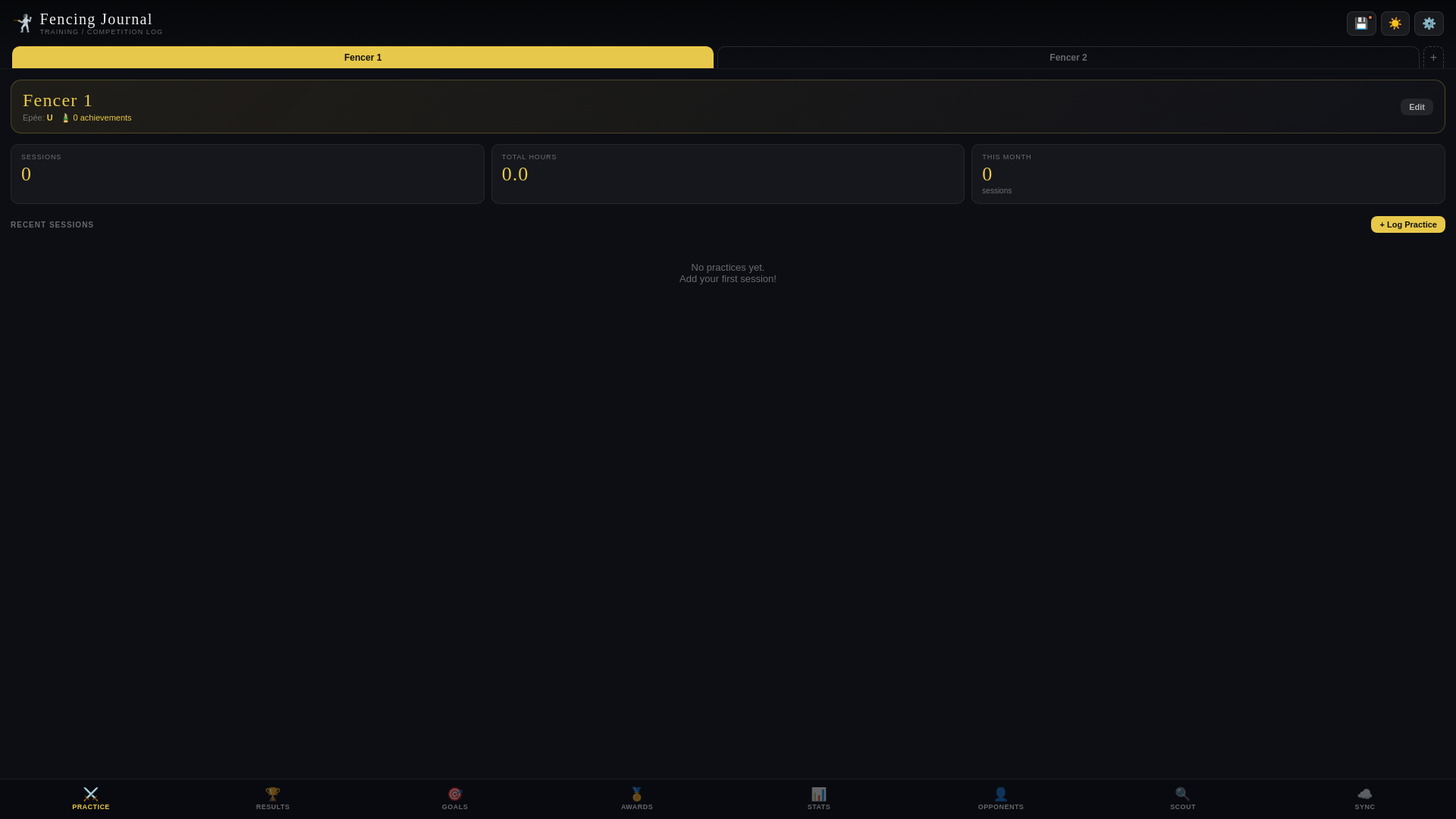 website screenshot of https://fencing-journal.pages.dev/