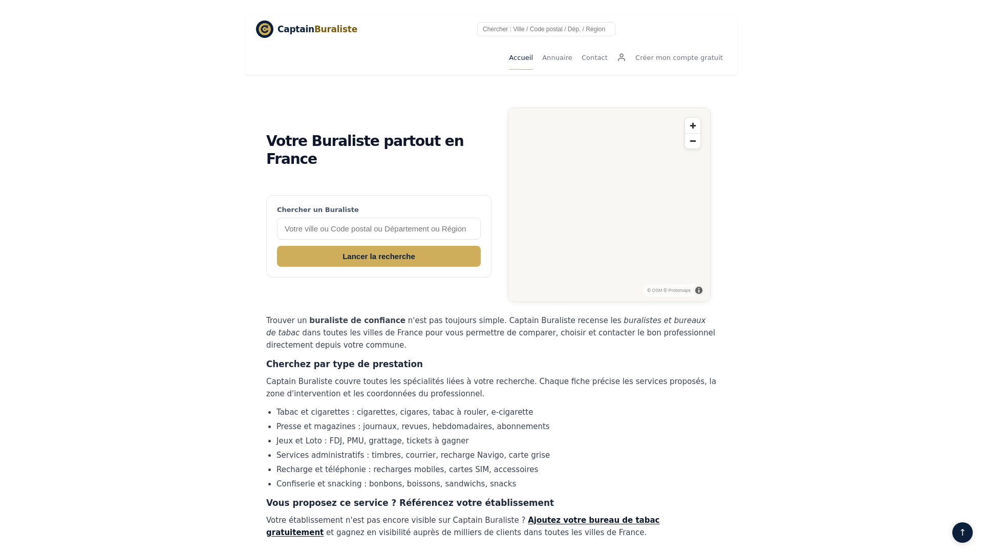 website screenshot of https://captain-buraliste.fr