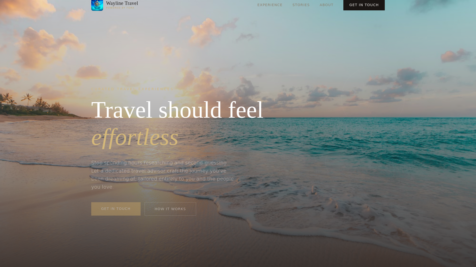 website screenshot of https://waylinetravel.com/