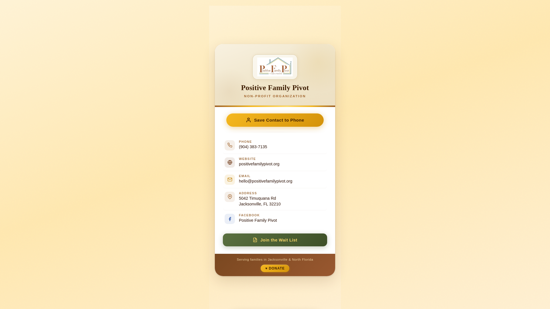 website screenshot of https://pfpcontact.org/
