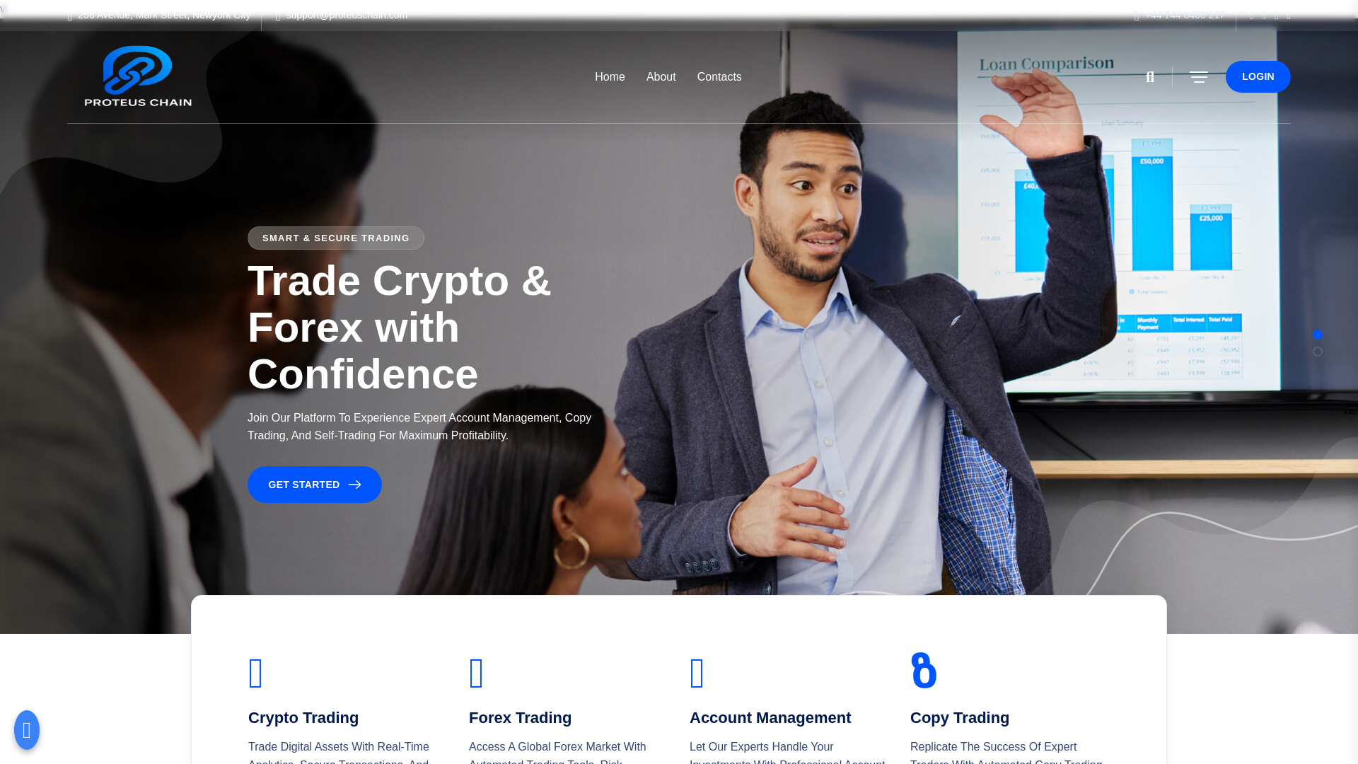 website screenshot of https://proteuschain.com