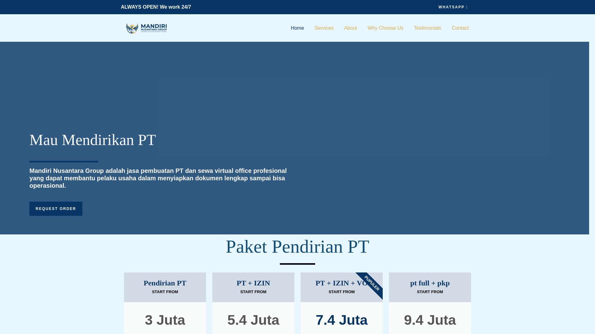 website screenshot of https://mandirinusantaragroup.com/