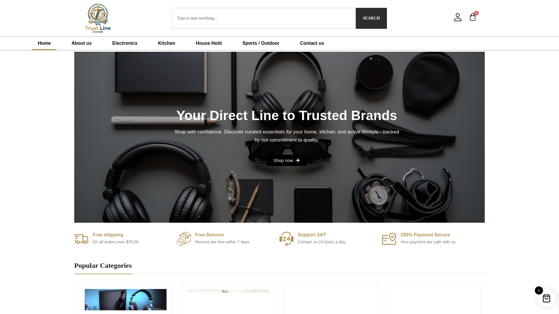 website screenshot of https://trustlinebrands.com/