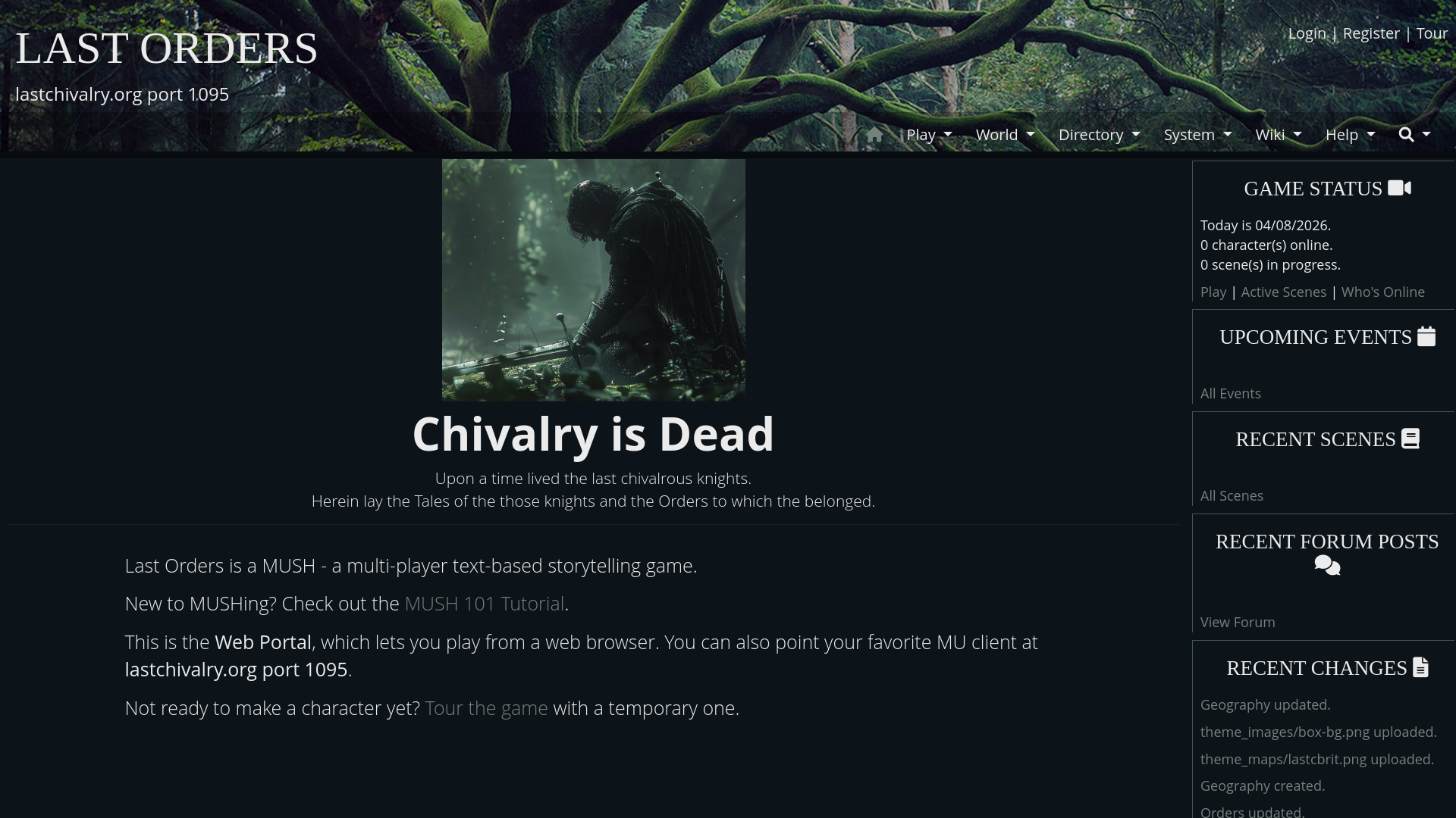 website screenshot of https://lastchivalry.org